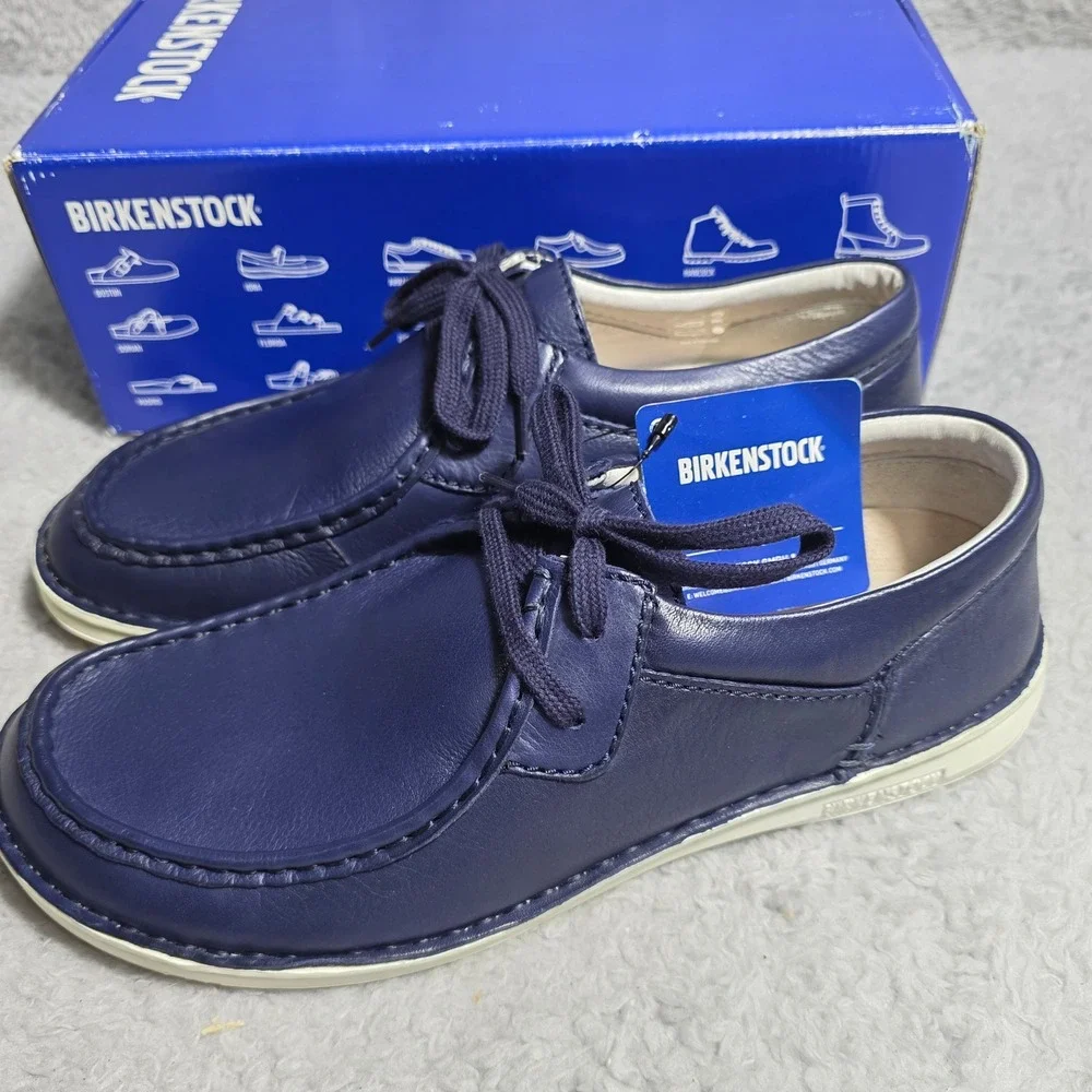 Birkenstock Pasadena Leather Moc Toe Derby Shoes Royal Blue Navy‎ EU 42 N M9 L11